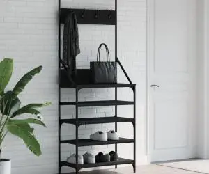 vidaXL Suport de haine cu raft de pantofi, negru, 70x34x184 cm