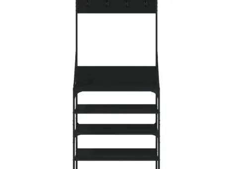 Suport de haine cu raft de pantofi, negru, 70x34x184 cm - 4/5