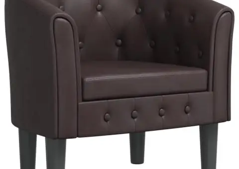 Fotoliu tip cuvă, maro, piele ecologică - 2/5