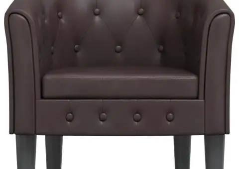 Fotoliu tip cuvă, maro, piele ecologică - 3/5