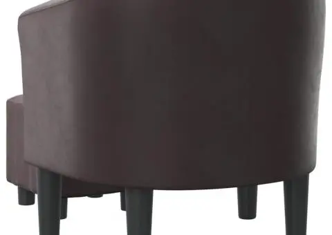 Fotoliu tip cuvă cu taburet, maro, piele ecologică - 5/5