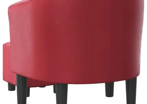 Fotoliu tip cuvă cu taburet, roșu vin, piele ecologică - 5/5