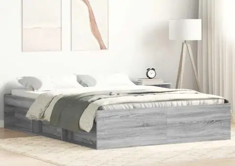 Cadru de pat dublu, sonoma gri, 135x190 cm - 1/5