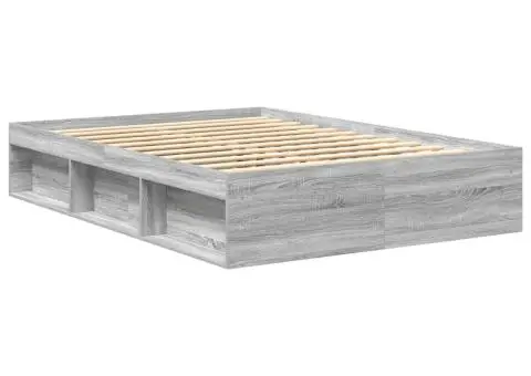 Cadru de pat dublu, sonoma gri, 135x190 cm - 3/5