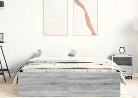 Cadru de pat dublu, sonoma gri, 135x190 cm - 4/5