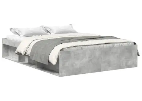 Cadru de pat dublu, gri beton, 135x190 cm - 2/5