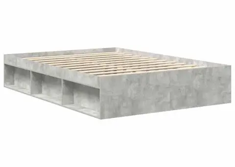 Cadru de pat dublu, gri beton, 135x190 cm - 3/5