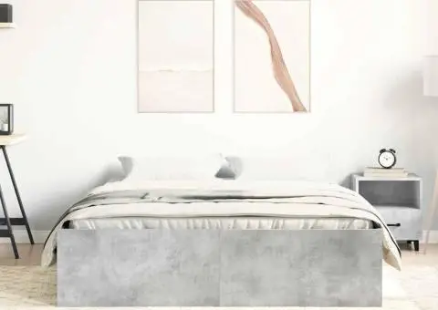 Cadru de pat dublu, gri beton, 135x190 cm - 4/5