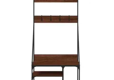 Suport de haine cu raft pantofi, stejar maro, 80x40x184 cm - 4/5