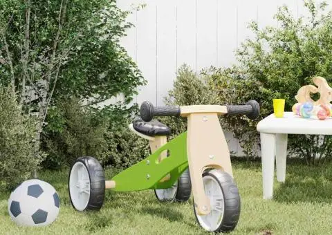 Bicicletă de echilibru pentru copii 2 în 1, verde - 1/5