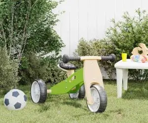 vidaXL Bicicletă de echilibru pentru copii 2 în 1, verde