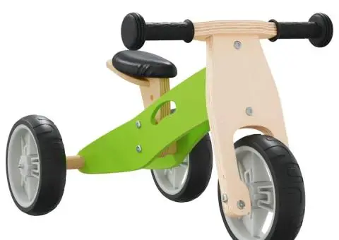 Bicicletă de echilibru pentru copii 2 în 1, verde - 2/5