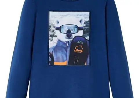 Tricou pentru copii cu mâneci lungi, bleumarin, 140 - 1/5