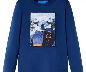 Tricou pentru copii cu mâneci lungi, bleumarin, 140