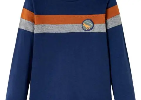 Tricou pentru copii cu mâneci lungi, bleumarin, 116 - 1/5