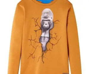 Tricou pentru copii cu mâneci lungi, ocru închis, 92