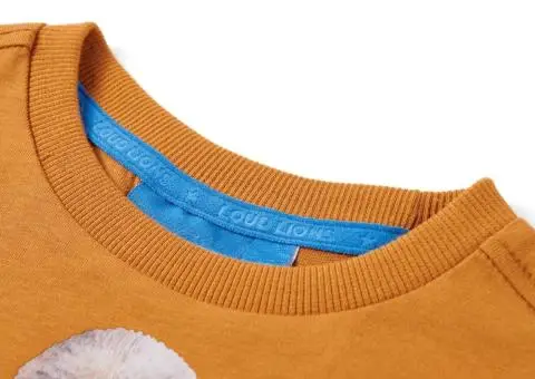 Tricou pentru copii cu mâneci lungi, ocru închis, 92 - 3/5