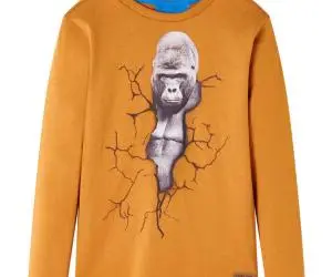 Tricou pentru copii cu mâneci lungi, ocru închis, 116