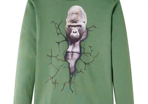 Tricou de copii cu mâneci lungi, kaki deschis, 116 - 1/5