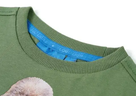 Tricou de copii cu mâneci lungi, kaki deschis, 116 - 3/5