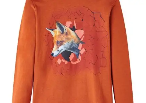 Tricou de copii cu mâneci lungi ruginiu deschis, 116 - 1/5