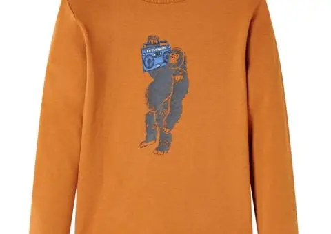 Tricou pentru copii cu mâneci lungi, ocru închis, 104 - 1/5