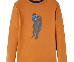 Tricou pentru copii cu mâneci lungi, ocru închis, 104
