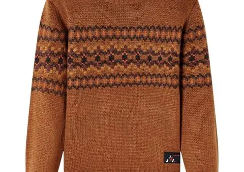 Pulover pentru copii tricotat, coniac, 116 - 1/5