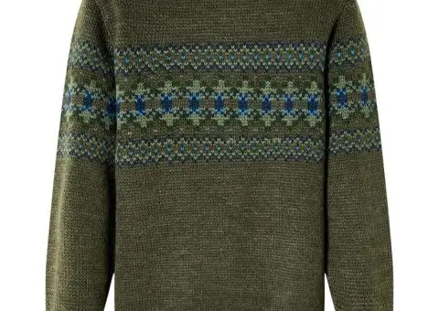 Pulover tricotat pentru copii, kaki, 128 - 2/5