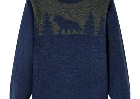 Pulover tricotat pentru copii, bleumarin, 128 - 1/5