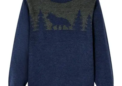 Pulover pentru copii tricotat, bleumarin, 104 - 1/5