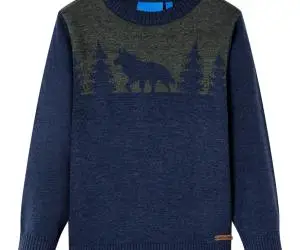 Pulover pentru copii tricotat, bleumarin, 104