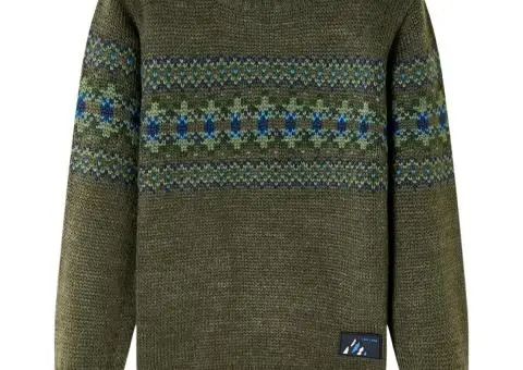 Pulover tricotat pentru copii, kaki, 104 - 1/5