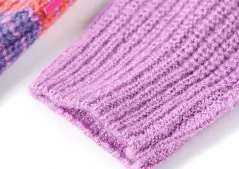 Pulover pentru copii tricotat, dungi liliac și roz, 104 - 5/5