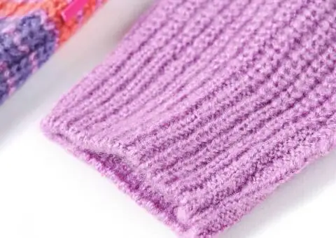 Pulover pentru copii tricotat, dungi liliac și roz, 128 - 5/5