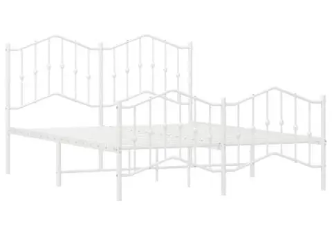 Cadru pat metalic cu tăblie de cap/picioare , alb, 150x200 cm - 5/5