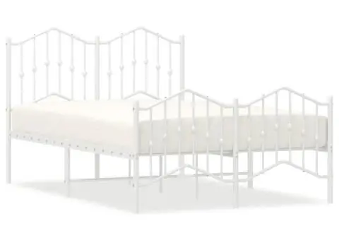 Cadru pat metalic cu tăblie de cap/picioare , alb, 120x190 cm - 2/5