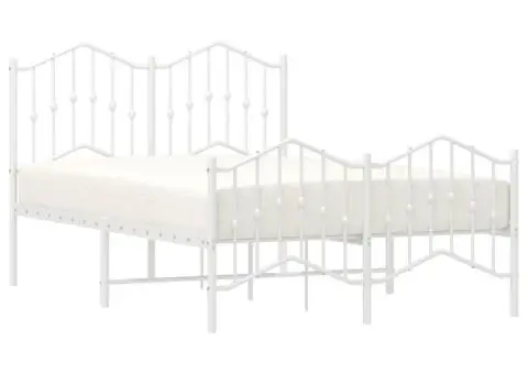 Cadru pat metalic cu tăblie de cap/picioare , alb, 120x190 cm - 3/5