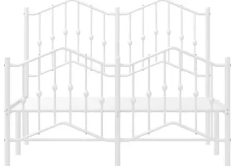 Cadru pat metalic cu tăblie de cap/picioare , alb, 120x190 cm - 5/5
