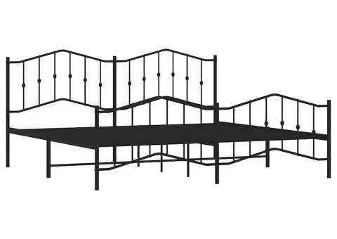 Cadru pat metalic cu tăblii de cap/picioare , negru, 193x203 cm - 5/5