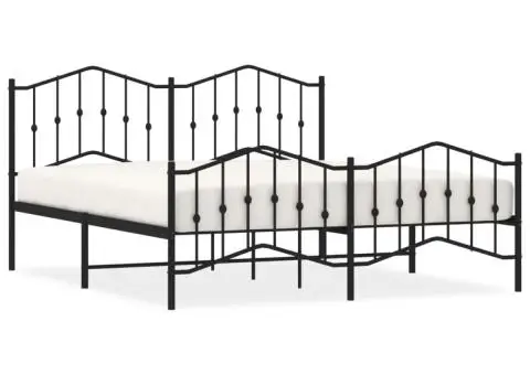 Cadru pat metalic cu tăblie de cap/picioare , negru, 180x200 cm - 2/5