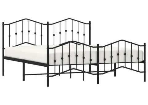 Cadru pat metalic cu tăblie de cap/picioare , negru, 180x200 cm - 3/5