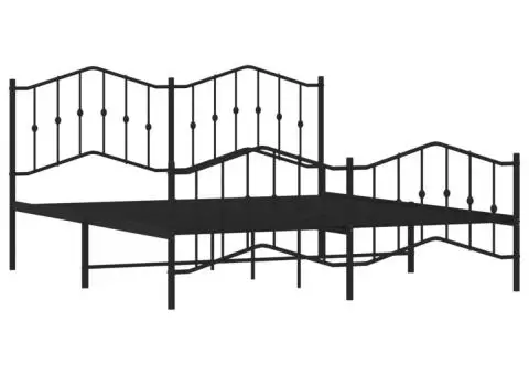 Cadru pat metalic cu tăblie de cap/picioare , negru, 180x200 cm - 4/5