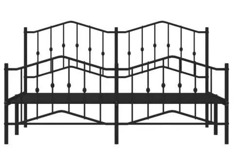 Cadru pat metalic cu tăblie de cap/picioare , negru, 180x200 cm - 5/5