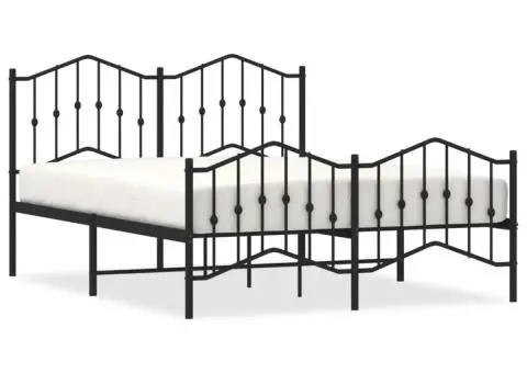 Cadru pat metalic cu tăblie de cap/picioare , negru, 140x190 cm - 2/5