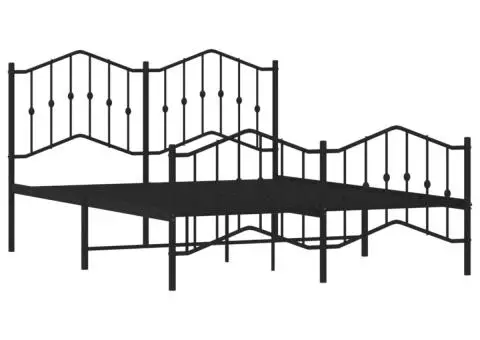 Cadru pat metalic cu tăblie de cap/picioare , negru, 140x190 cm - 4/5