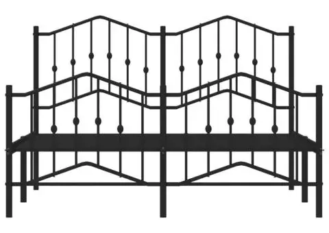 Cadru pat metalic cu tăblie de cap/picioare , negru, 140x190 cm - 5/5