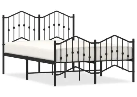Cadru pat metalic cu tăblie de cap/picioare , negru, 120x200 cm - 2/5
