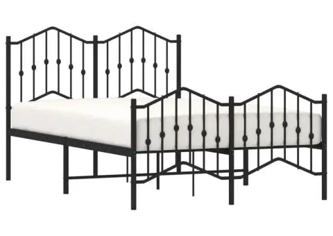 Cadru pat metalic cu tăblie de cap/picioare , negru, 120x200 cm - 3/5