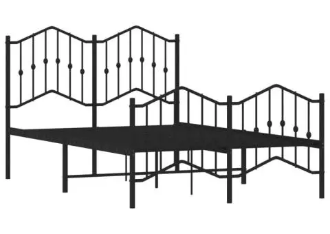 Cadru pat metalic cu tăblie de cap/picioare , negru, 120x200 cm - 4/5